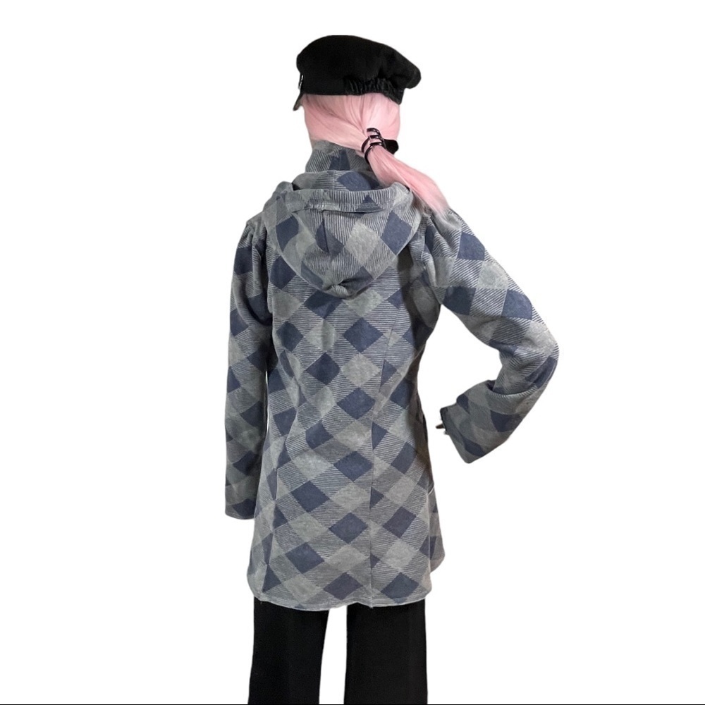 Lucy Love Gray & Blue geometric pattern hooded jacket - Picture 9 of 12